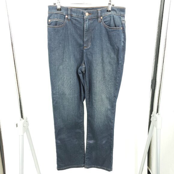 Eileen Fisher Organic Cotton Stretch Straight Ankle Jean 8 Dark Blue - Picture 1 of 14